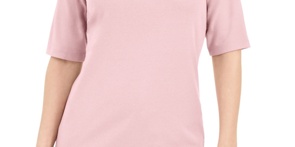 Karen Scott Women's Button-Detail V-Neck Top Pink Size Large