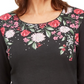 Karen Scott Women's Roxanne Floral Rhinestone Top Black Size Small