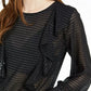 Bar III Women's Ruffled Metallic-Dot Blouson-Sleeve Top Black Size Small