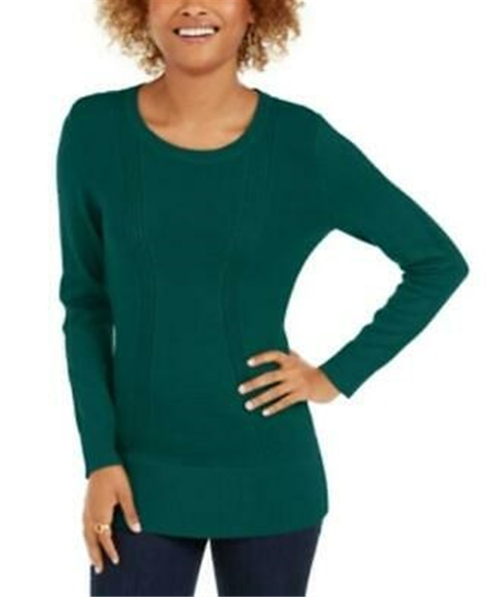 Style & Co Women's Mixed Stitch Sweater Green Size XX-Large