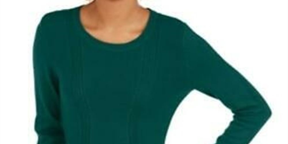 Style & Co Women's Mixed Stitch Sweater Green Size XX-Large