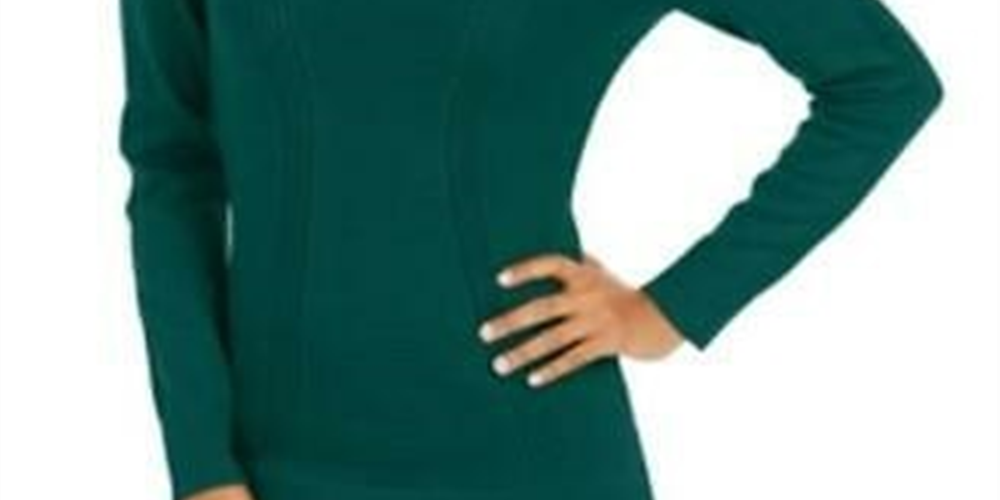 Style & Co Women's Mixed Stitch Sweater Green Size XX-Large