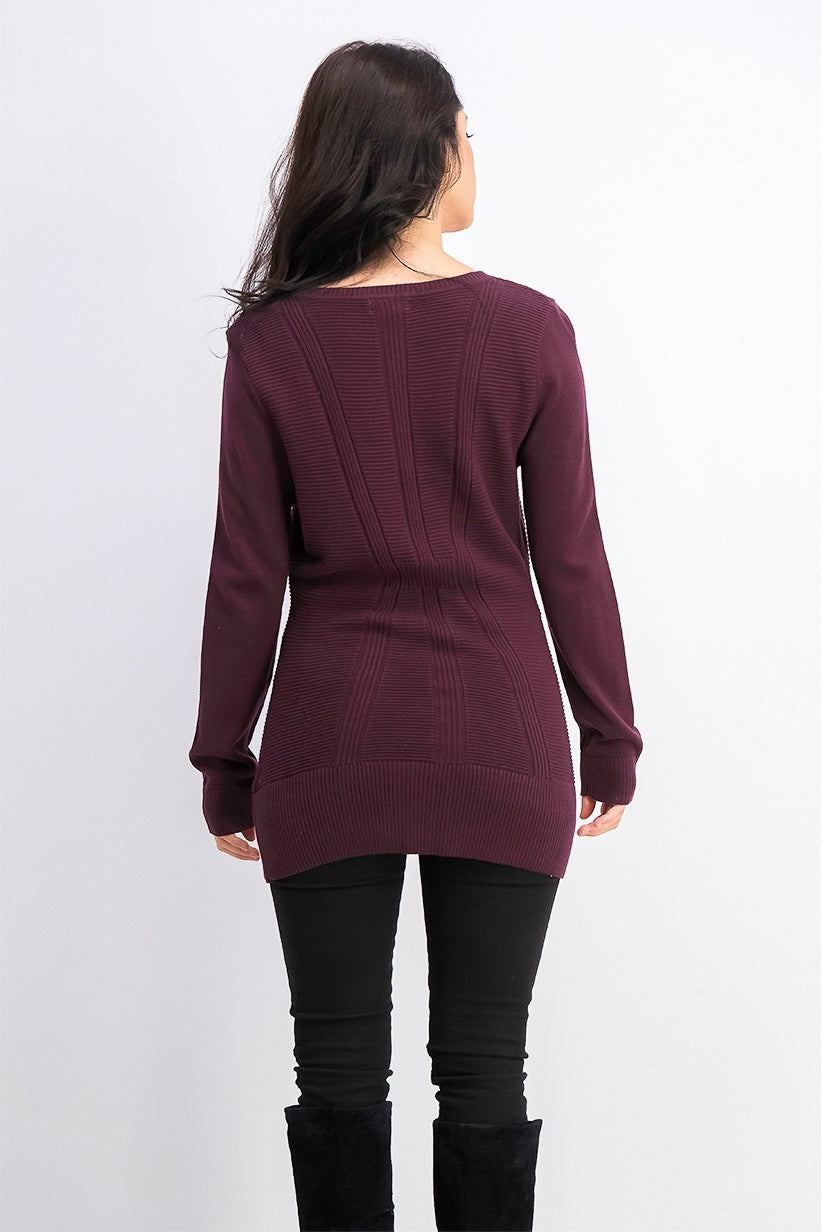 Style & Co Women's Mixed Stitch Sweater Purple Size Large