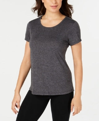 Ideology Women's Mesh-Back T-Shirt Dark Gray Size X-Large