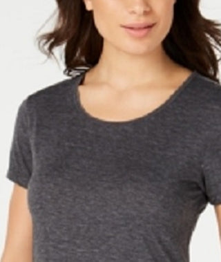 Ideology Women's Mesh-Back T-Shirt Dark Gray Size X-Large