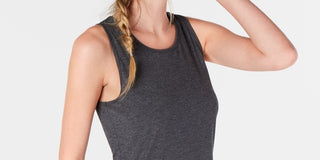 Ideology Women's Mesh-Hem Tank Top Dark Gray Size Large