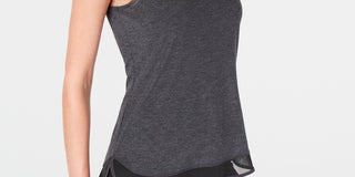 Ideology Women's Mesh-Hem Tank Top Dark Gray Size Large