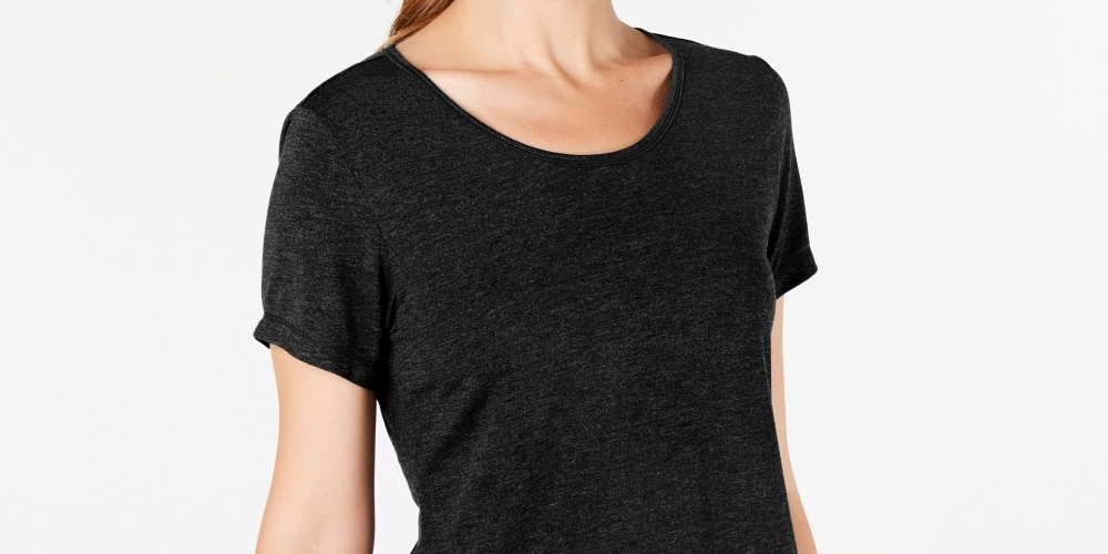 Ideology Women's Mesh Hem T-Shirt Black Size X-Small
