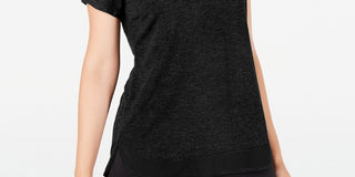 Ideology Women's Mesh Hem T-Shirt Black Size X-Small