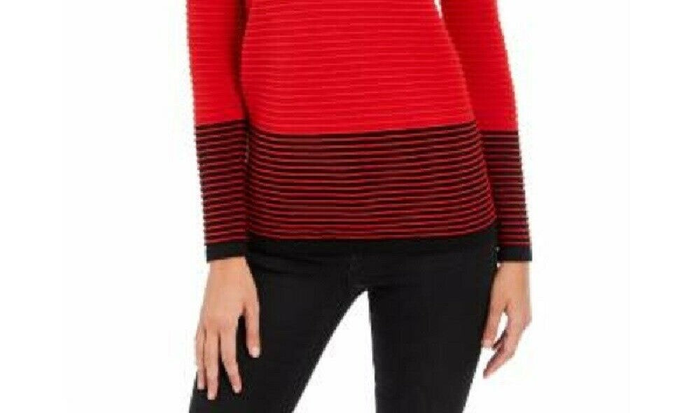 Charter Club Women's Colorblocked Ottoman Sweater Red Size Medium