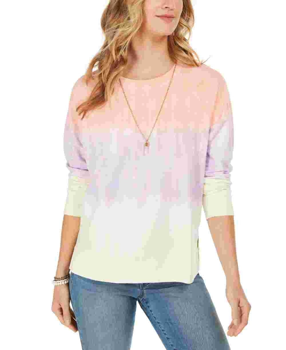 Style & Co Women's Tie-Dye Sweatshirt Pink Size Large