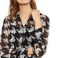 INC International Concepts Women's Houndstooth Shirt Black Size Small