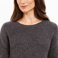 Style & Co Women's Ribbed Drop Shoulder Sweater Black Size X-Large