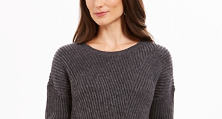 Style & Co Women's Ribbed Drop Shoulder Sweater Black Size X-Large