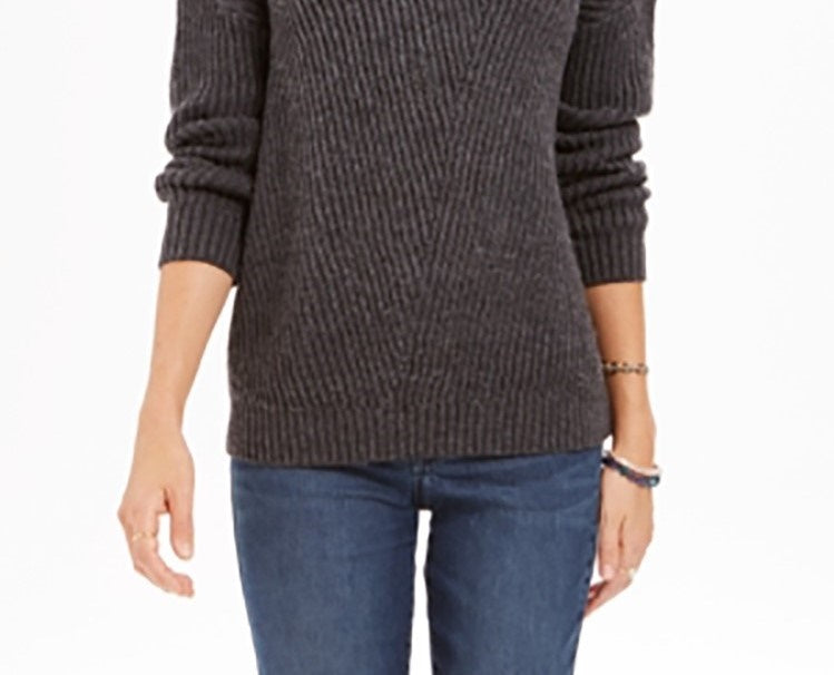 Style & Co Women's Ribbed Drop Shoulder Sweater Black Size X-Large