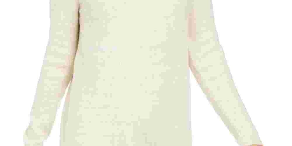 Style & Company Women's Embellished Heather Long Sleeve Cowl Neck T-Shirt Sweater Beige Size Small