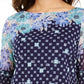 Charter Club Women's Printed Knit Mesh Top Navy Size Medium
