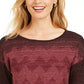 JM Collection Women's Metallic-Stitched Drop-Shoulder Sweater Black Size X-Small