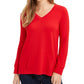 Charter Club Women's French Terry V Neck Tunic  Red Size Large