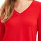 Charter Club Women's French Terry V Neck Tunic  Red Size Large