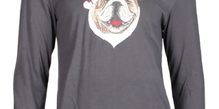 Club Room Men's Santa Bulldog Holiday Party Christmas Top Dark Gray Size XX-Large