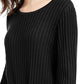 INC International Concepts Women's Ribbed Knotted Sweater Black Size X-Small