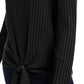 INC International Concepts Women's Ribbed Knotted Sweater Black Size X-Small