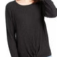 INC International Concepts Women's Ribbed Knotted Sweater Black Size XX-Large