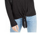 INC International Concepts Women's Ribbed Knotted Sweater Black Size XX-Large