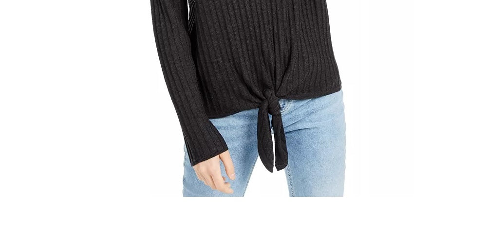 INC International Concepts Women's Ribbed Knotted Sweater Black Size XX-Large