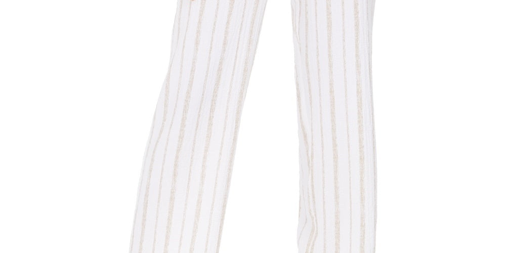 JM Collection Women's Striped Pull On Pants White Size XX-Large
