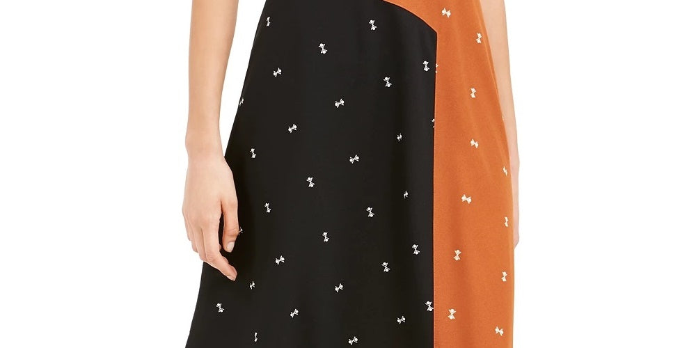 Alfani Women's Printed Midi Pleated Skirt Brown Size 4