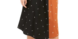 Alfani Women's Printed Midi Pleated Skirt Brown Size 4