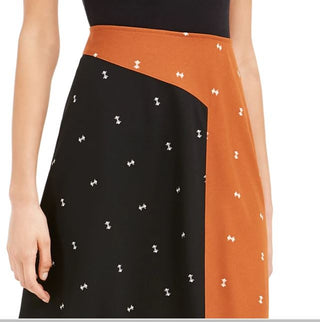 Alfani Women's Asymmetrical Twin Print Skirt Brown Size 6