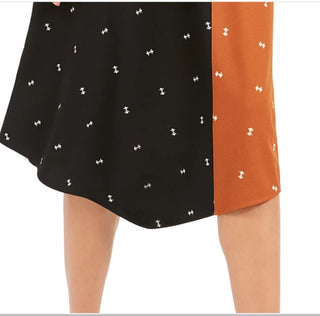 Alfani Women's Asymmetrical Twin Print Skirt Brown Size 6