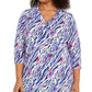 JM Collection Women's Zip Neck Printed Tunic Orange Size 3X