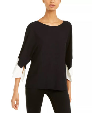 Alfani Women's Colorblocked Kimono Sleeve Sweater Black Size Small