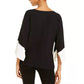 Alfani Women's Colorblocked Kimono Sleeve Sweater Black Size Small