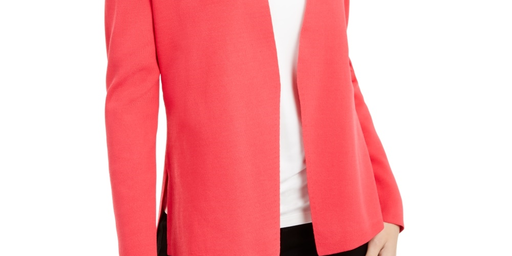 Alfani Women's Petite Full Needle Sweater Coat Red Size Petite Large