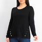 Alfani Women's Hardware Seamed Pullover Sweater  Black Size Petite Small
