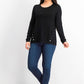 Alfani Women's Hardware Seamed Pullover Sweater  Black Size Petite Small