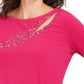 JM Collection Women's Embellished Cutout Top Pink Size Large