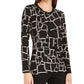 Alfani Women's Printed Pleat-Front Top Black Size X-Small