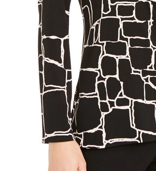 Alfani Women's Printed Pleat-Front Top Black Size X-Small
