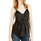 INC International Concepts Women's Solid Twist-Front Cami Top Black Size Small