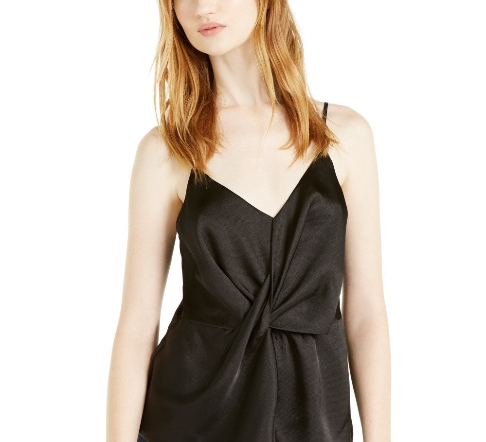 INC International Concepts Women's Solid Twist-Front Cami Top Black Size Small
