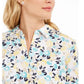 Charter Club Women's Cotton Floral Print Shirt White Size X-Small