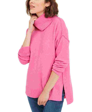 Bar III Women's Long Sleeve Turtle Neck T-Shirt Sweater Pink Size XX-Large