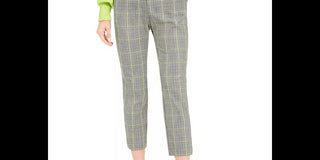 Bar III Women's Becca Tilley x Plaid Tapered Pants Grey Size 12