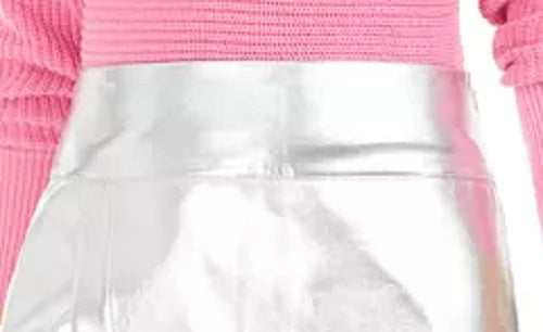 Bar III Women's Becca Tilley X Metallic Mini Skirt Silver Size Medium